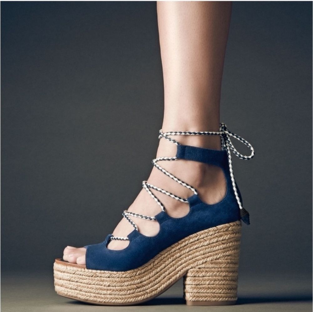 Tory Burch Positano Suede Lace Up Sandals